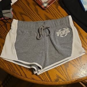 PINK Victoria's Secret Gray and White Athletic Shorts